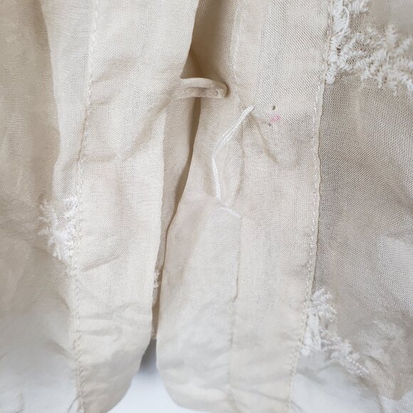 Johnny Was 4 Love and Liberty Ivory Silk Boho Babydoll Top Embroidered Size XS - Picture 7 of 9